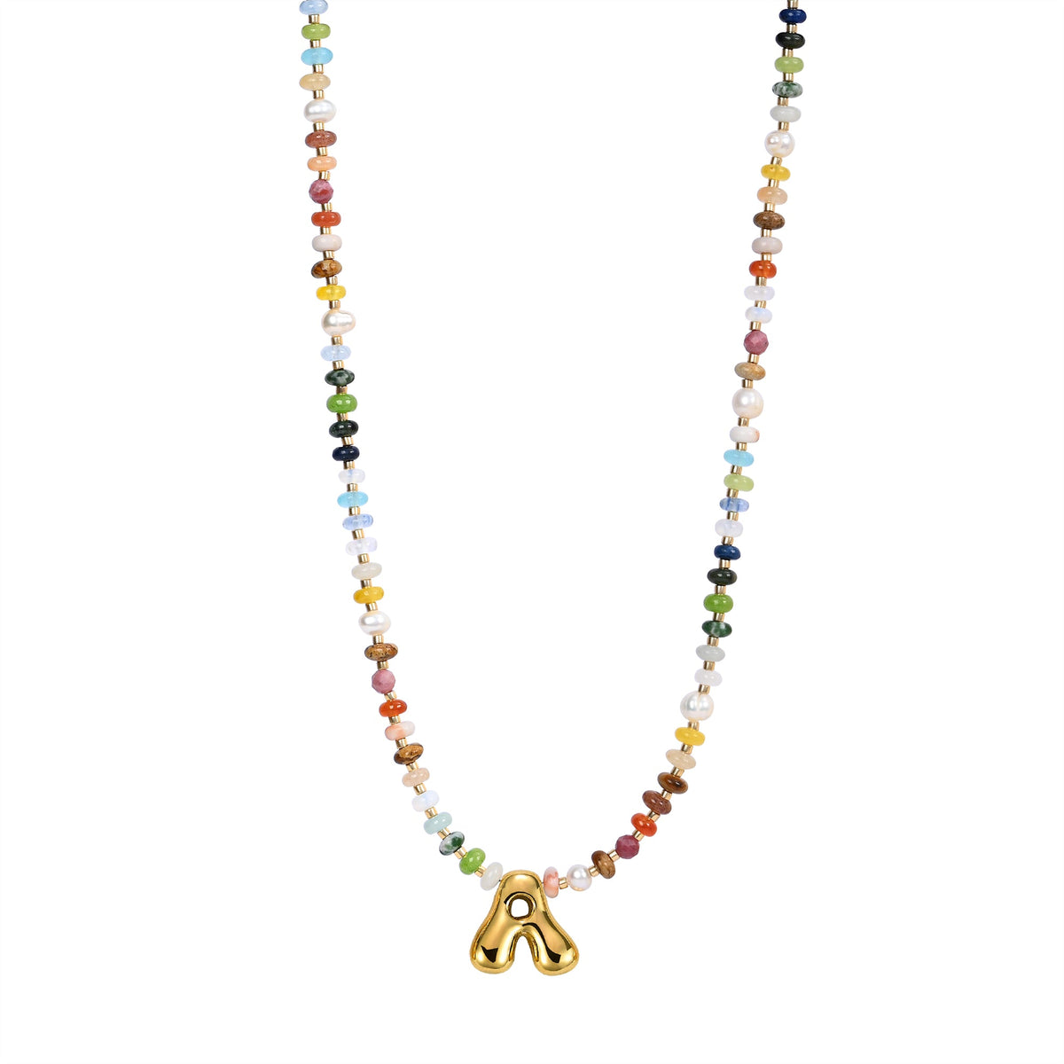 Multicolor Bubble Letter Necklace
