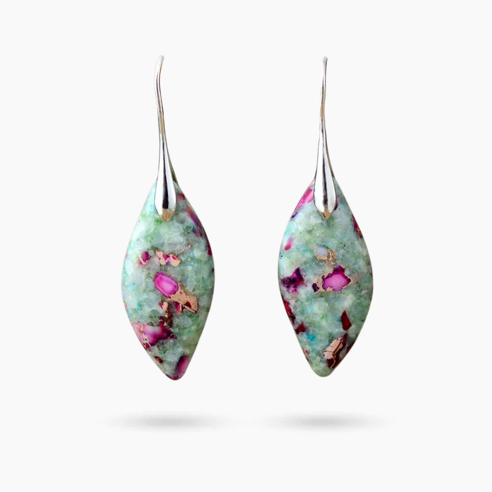 Pendientes de Jaspe Rosy Reef Leaves