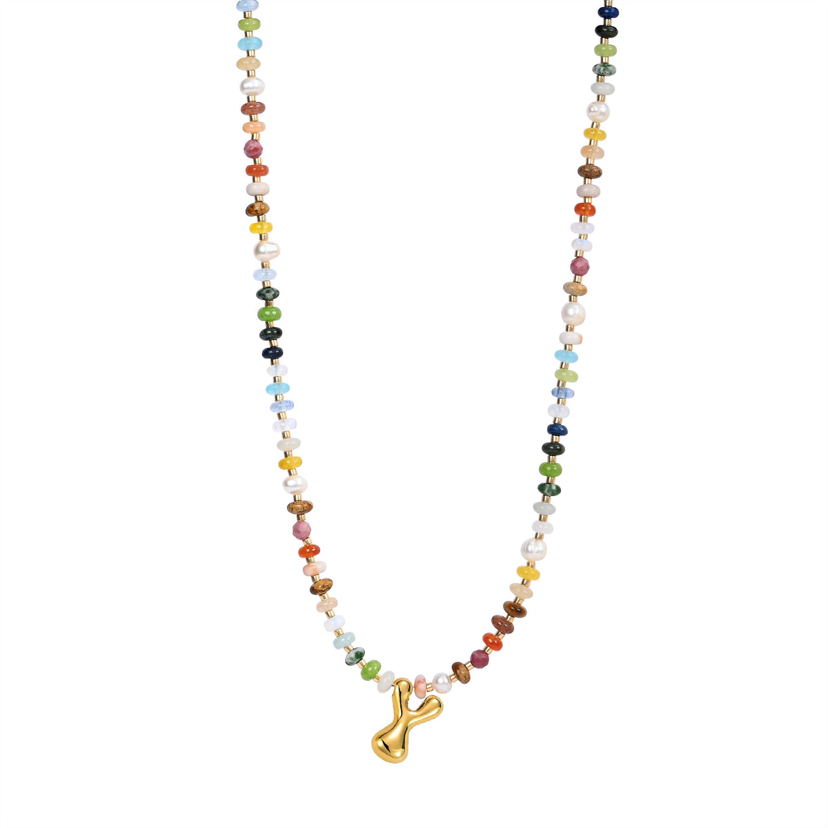 Multicolor Bubble Letter Necklace