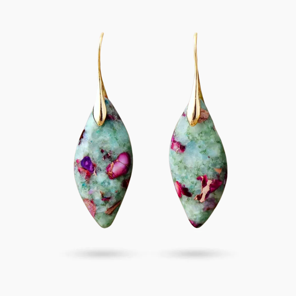 Pendientes de Jaspe Rosy Reef Leaves