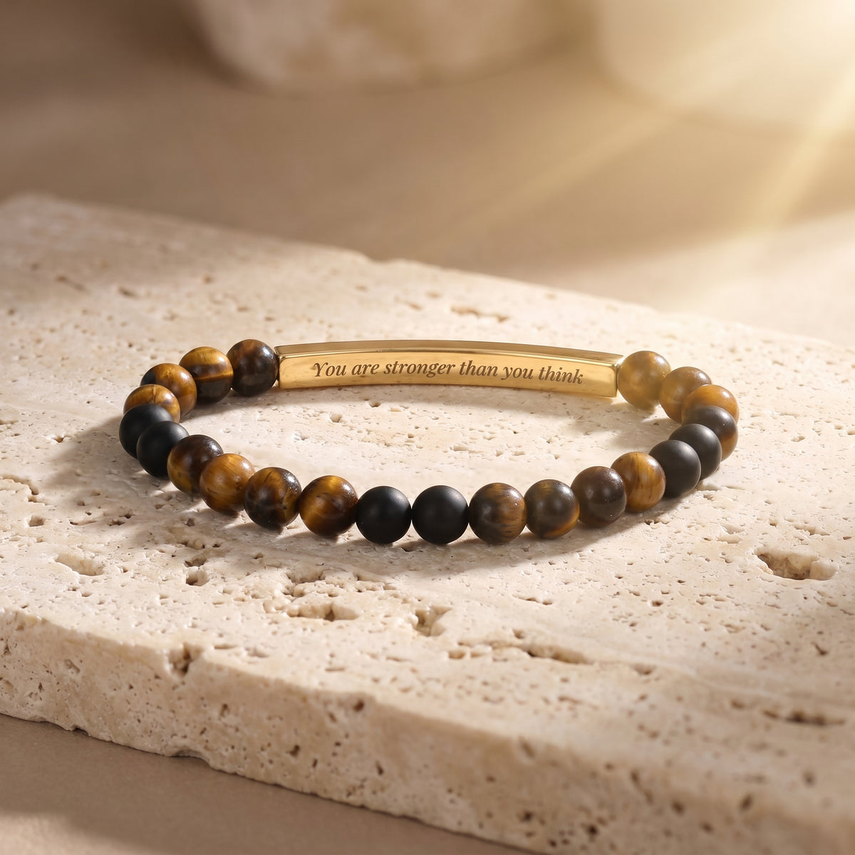 Pulsera de piedra tigre con mensaje secreto