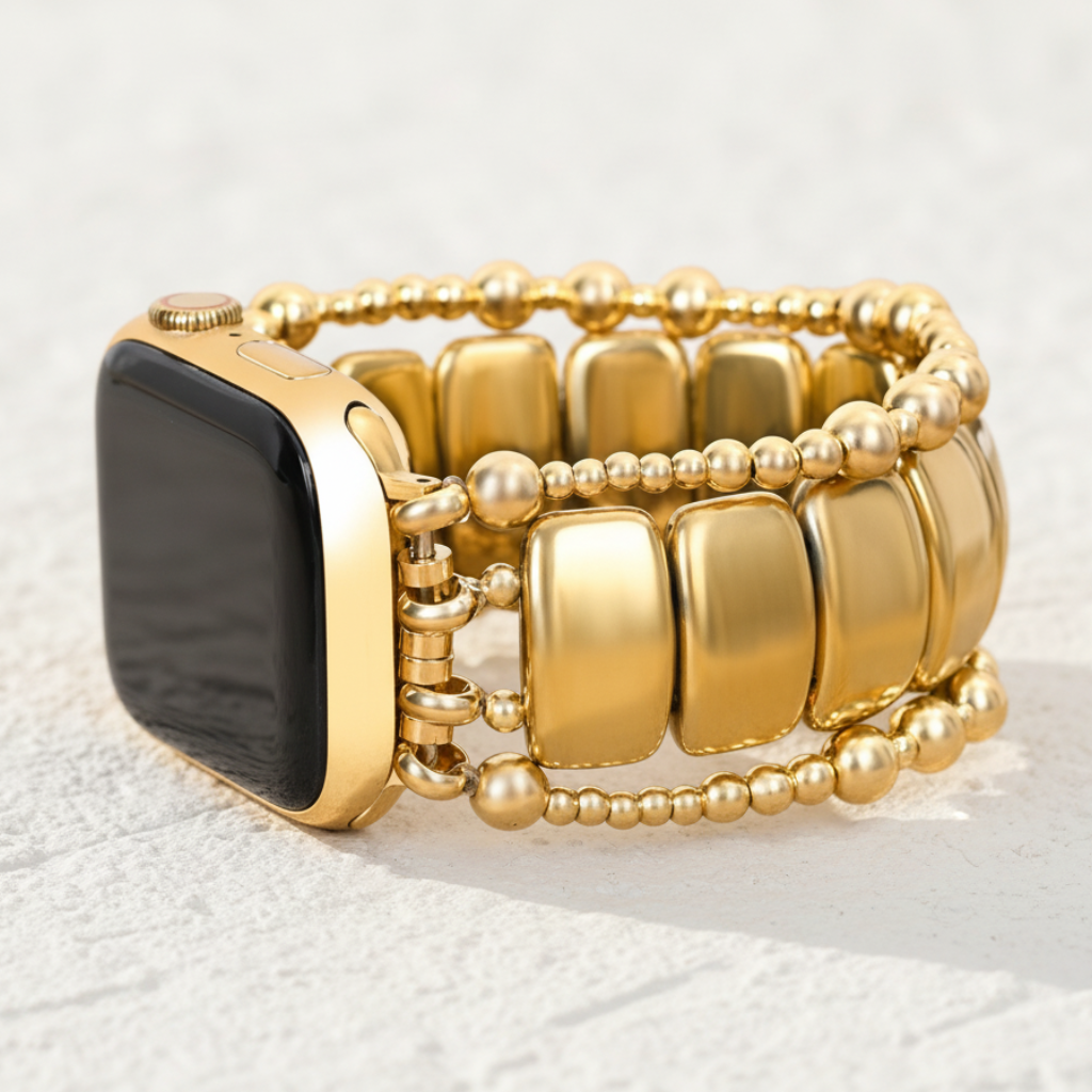 NEW Gold Luxury Beaded Dressy Apple Watch Band Amazon.com: AIRSPO Gold Beaded Bracelets Compatible for  main image 4