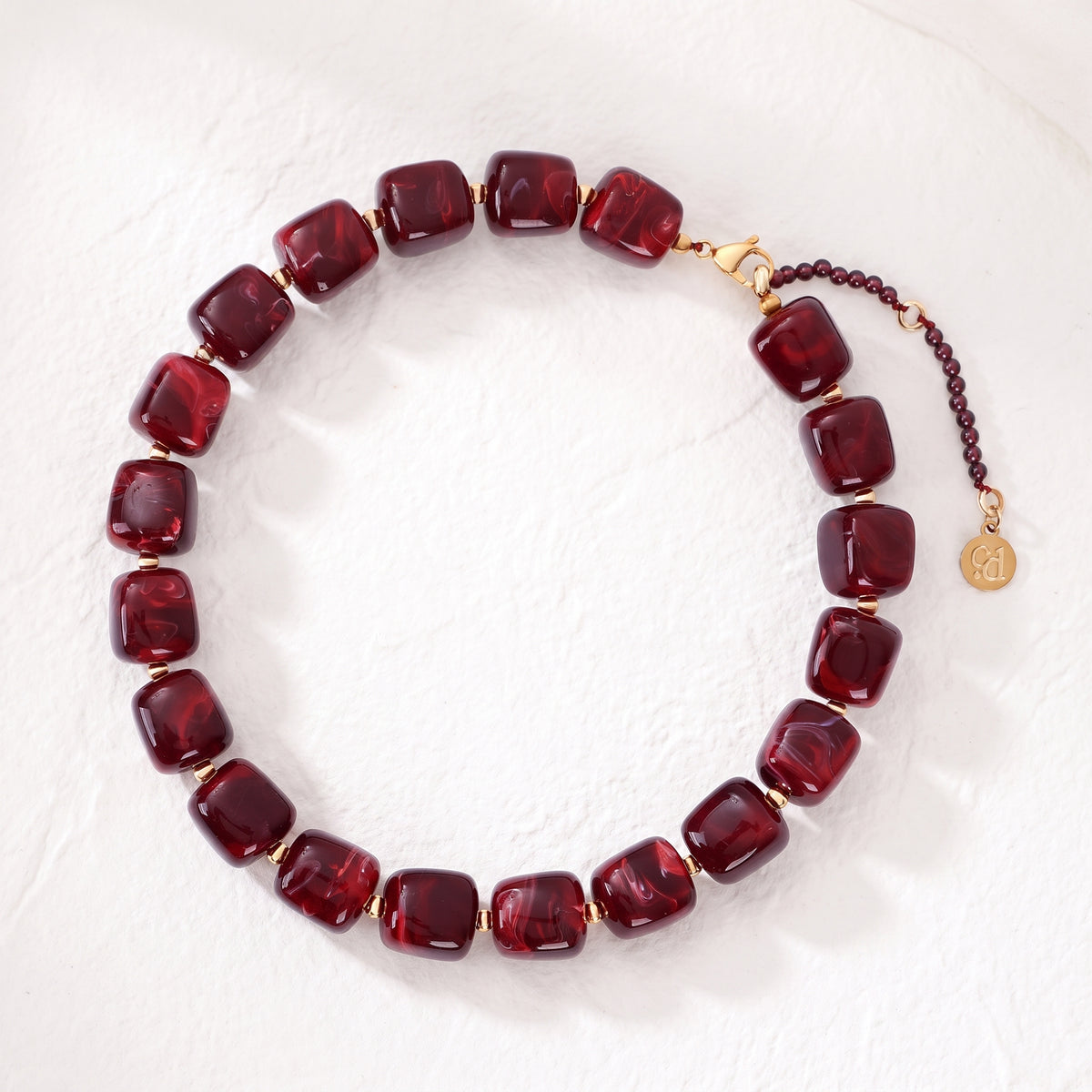 Chunky Square Bead Necklace Blue