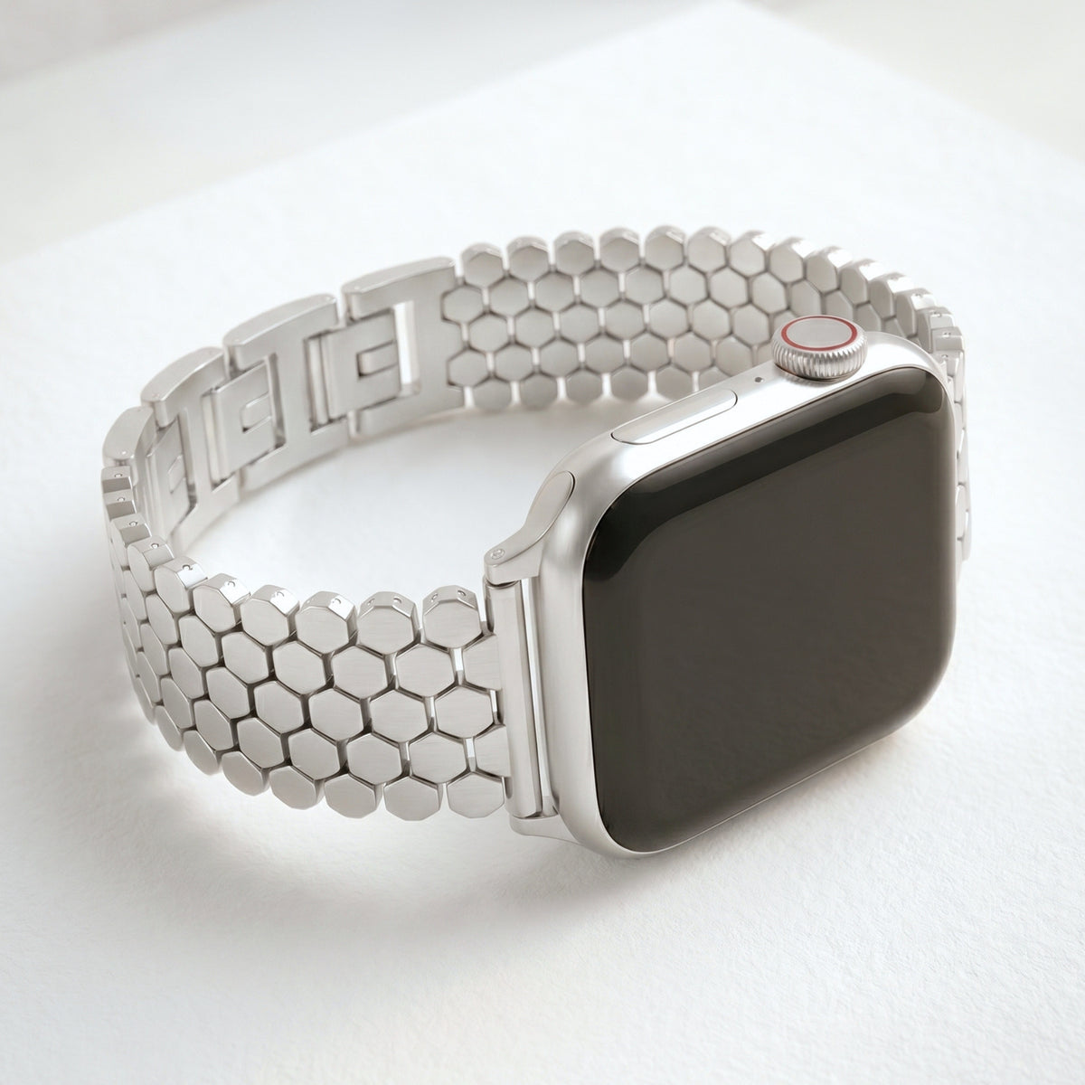 Correa de lujo para Apple Watch en panal plateado