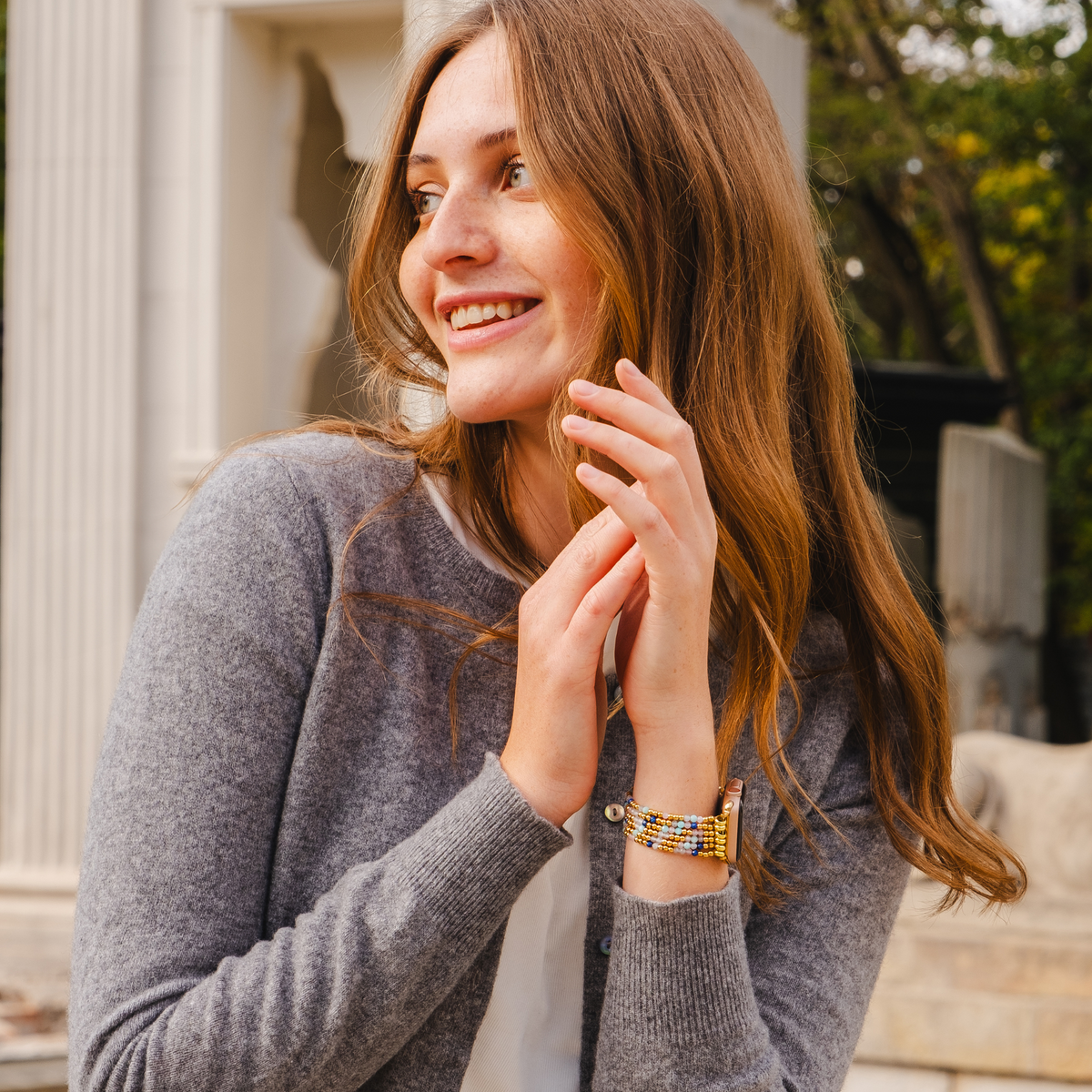 Pulsera elástica de lapislázuli y amazonita para Apple Watch