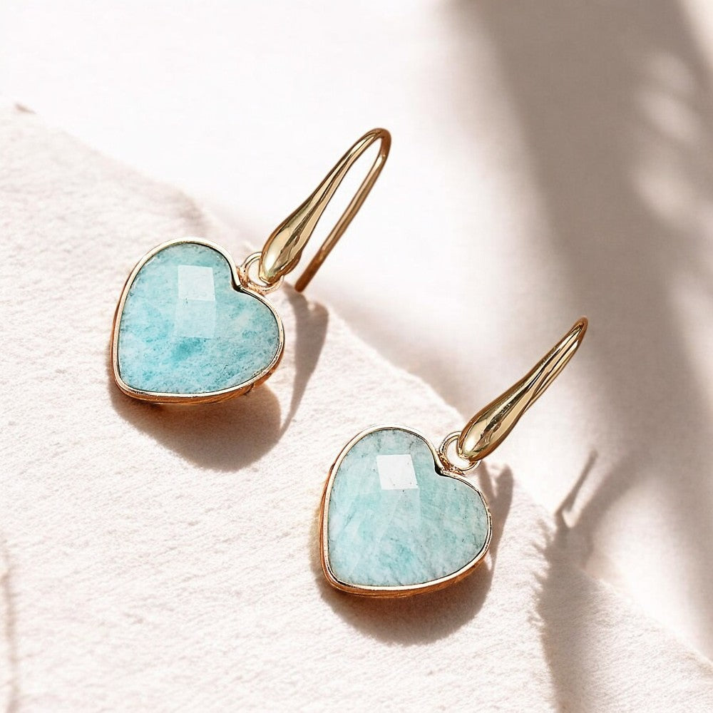 Pendientes de lágrima de amor de amazonita