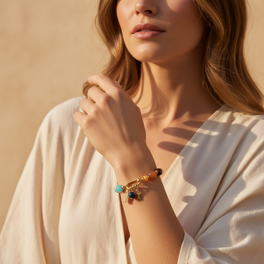 Pulsera con encanto de energía oceánica