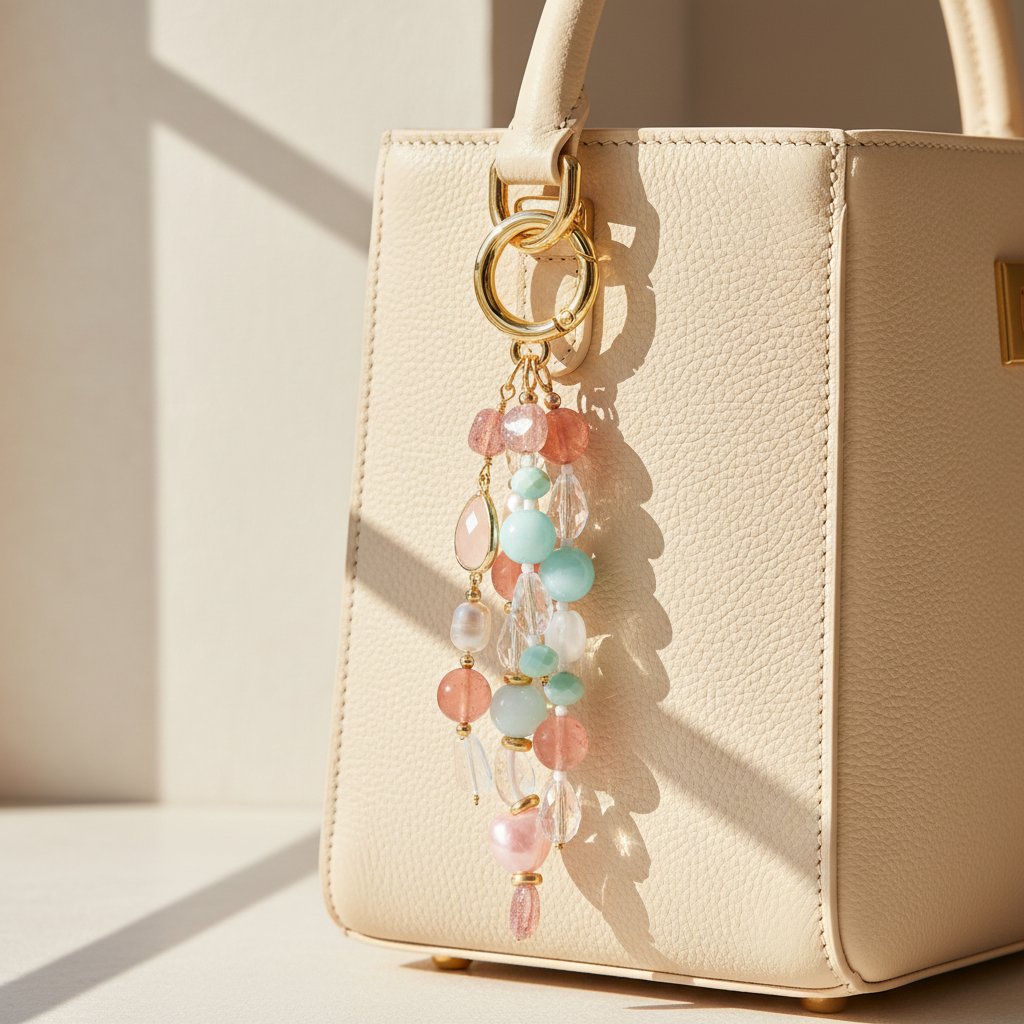 Charm para bolso Armonía de Cuarzo Rosa