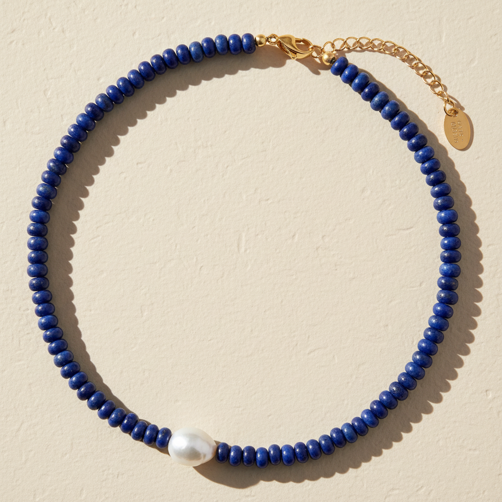 Midnight Lapis Pearl Necklace