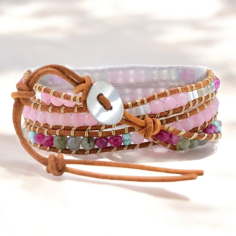 Rosenquarz Wickelarmband