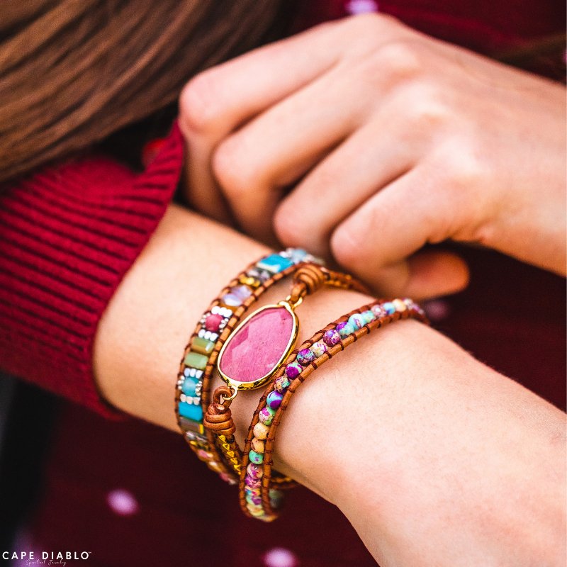 Healing Rhodochrosite Wrap Bracelet - Cape Diablo