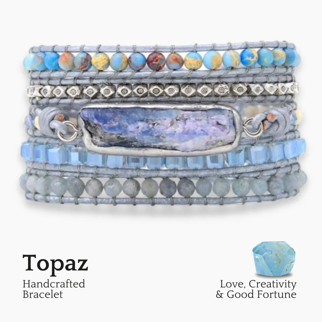 Heilender Topas Königin Silber Wickelarmband