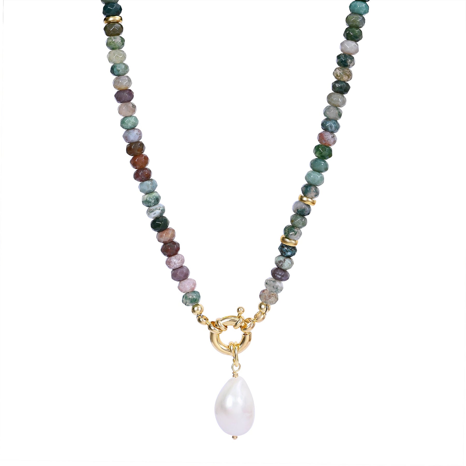 Agate Pearl Charm Necklace