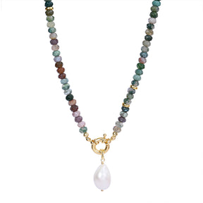 Agate Pearl Charm Necklace