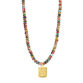 Colorful Imperial Jasper Letter Necklace