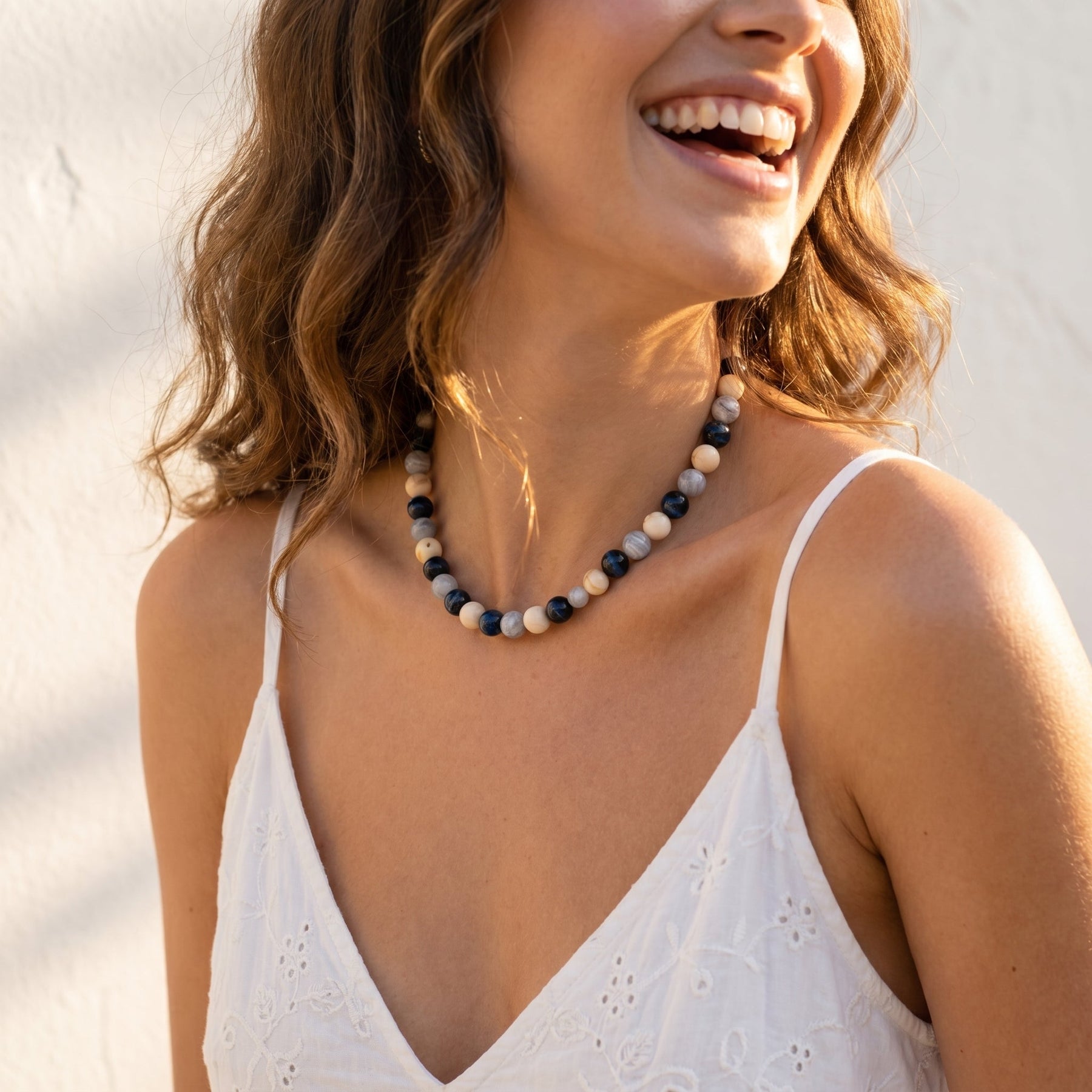 Chunky Gray Beaded Necklace