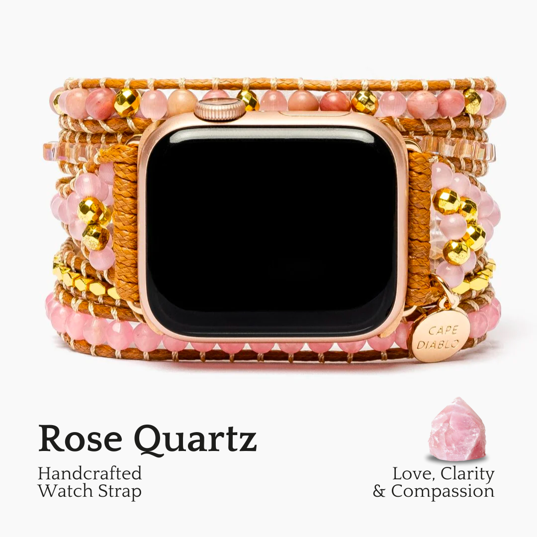Apple Watch Armband aus goldenem Rosenquarz