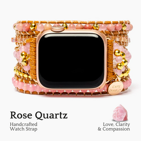 Apple Watch Armband aus goldenem Rosenquarz