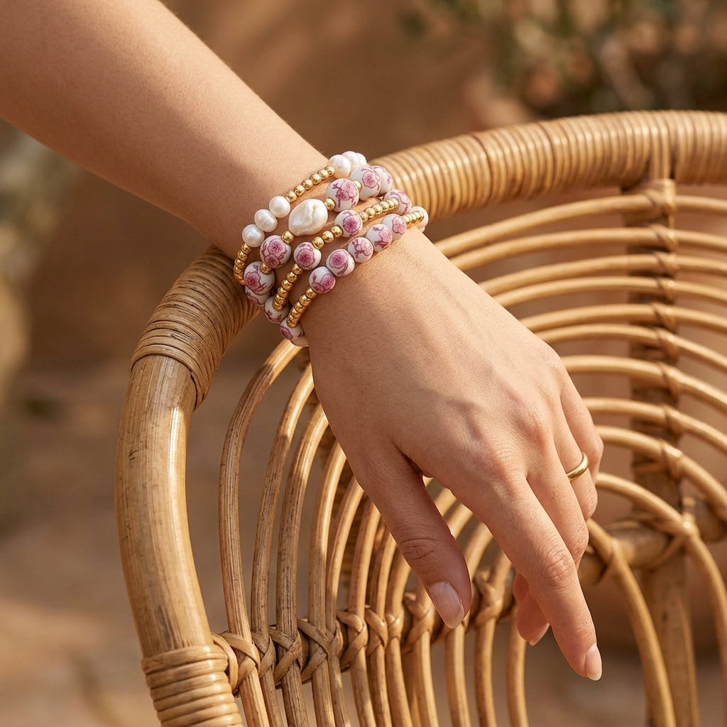 Porcelain Garden Cherry Blossom Bracelet Set