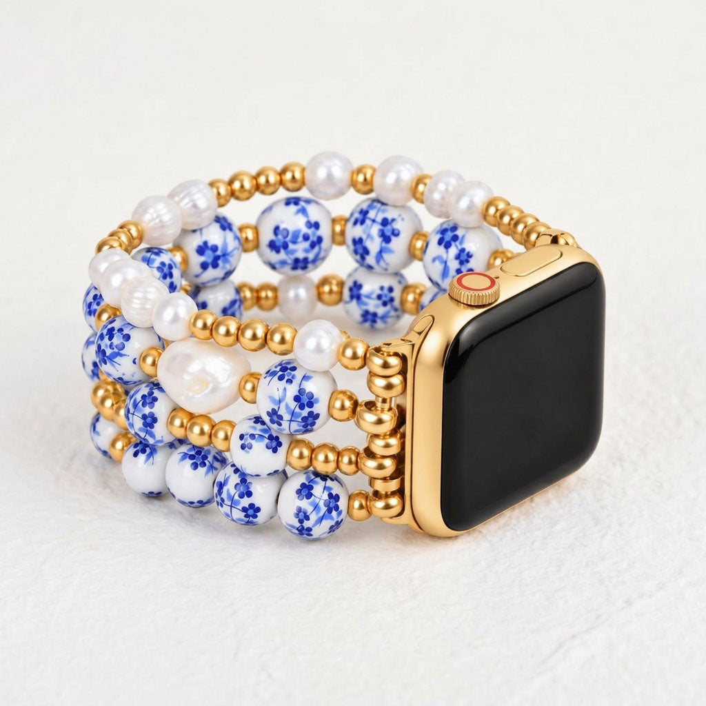 Porcelain Garden Sapphire Bloom Apple Watch Strap