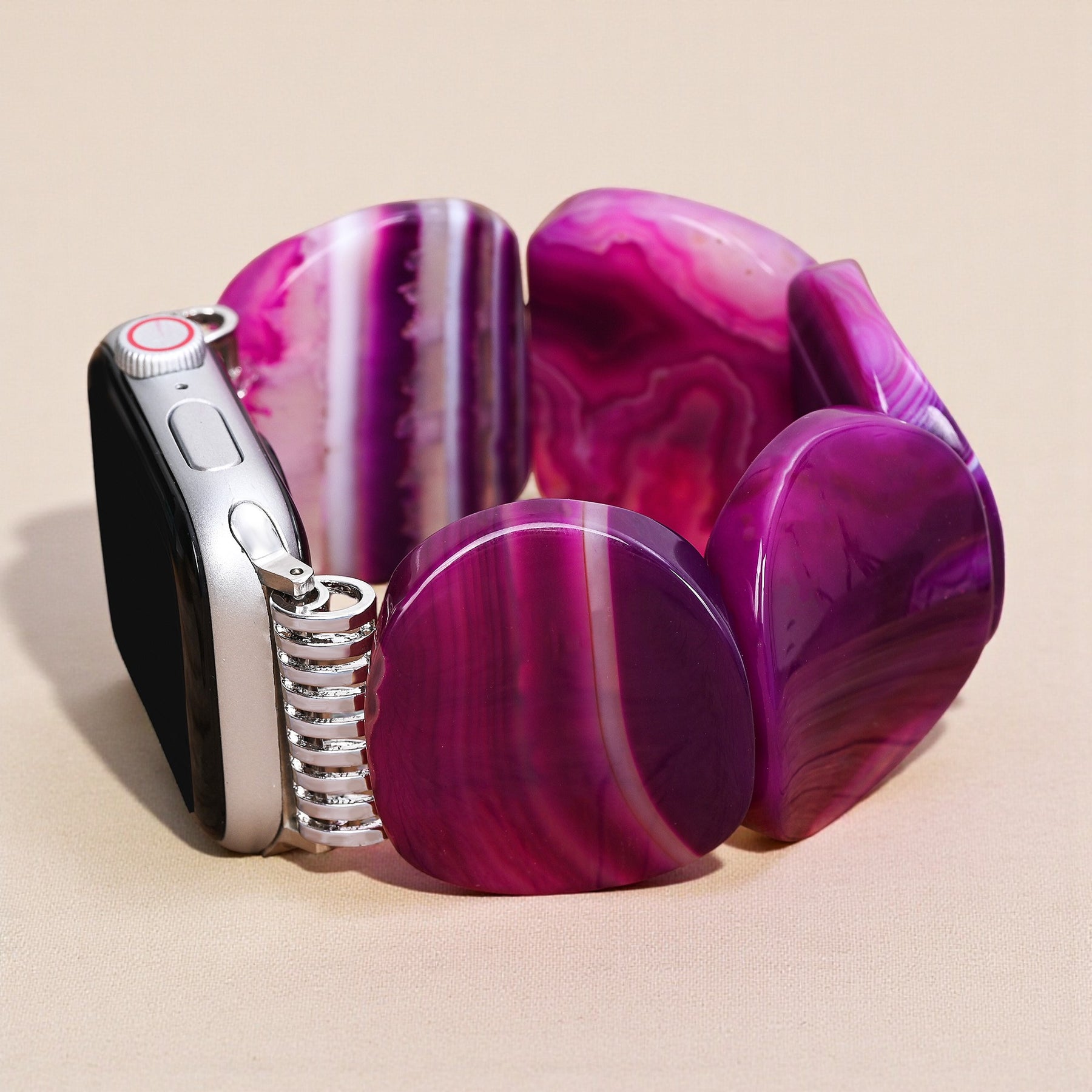 Mystic Plum Agate Stretch Apple Watch Strap