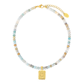 Amazonite Initial Letter Charm Necklace