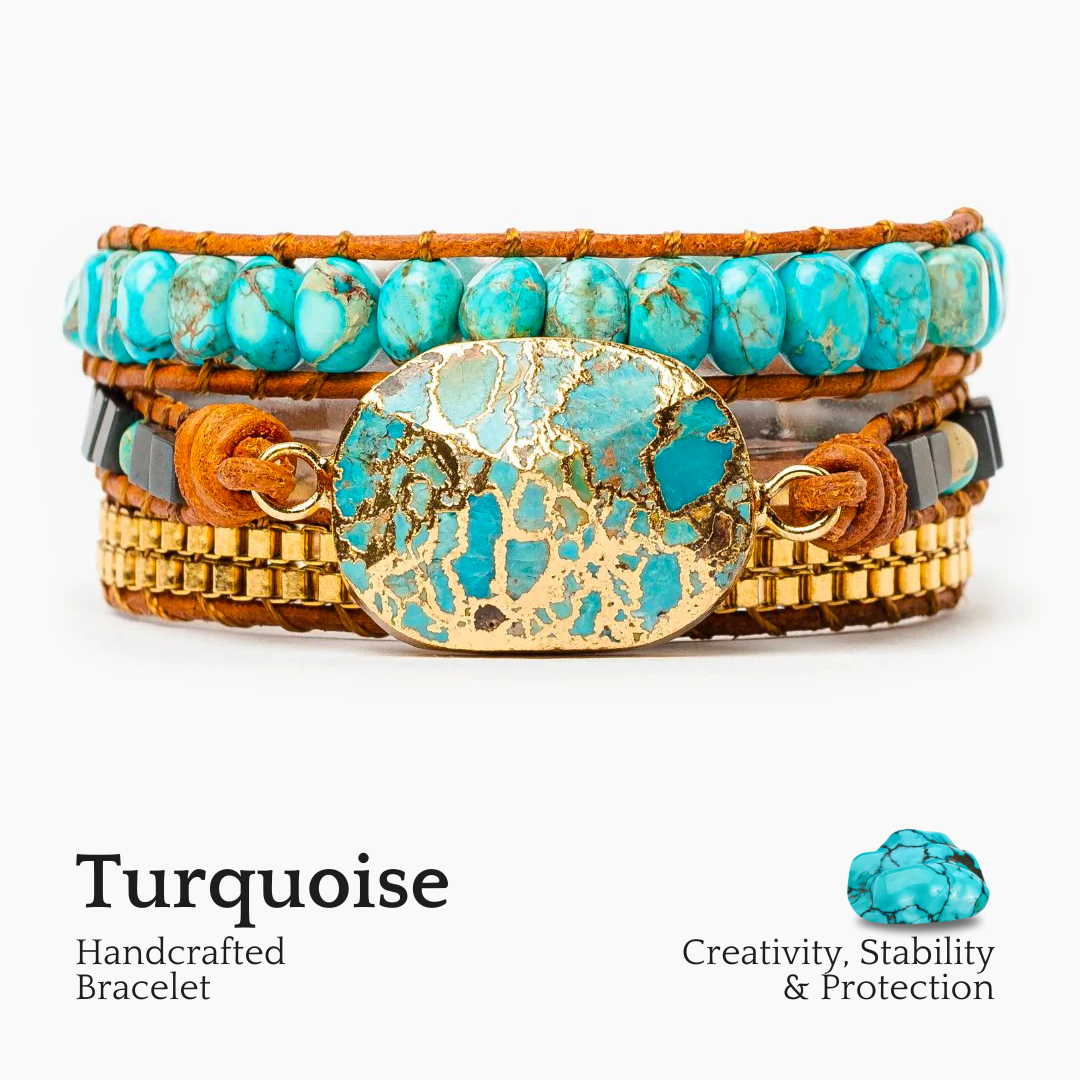 Calming turquoise wrap bracelet deals
