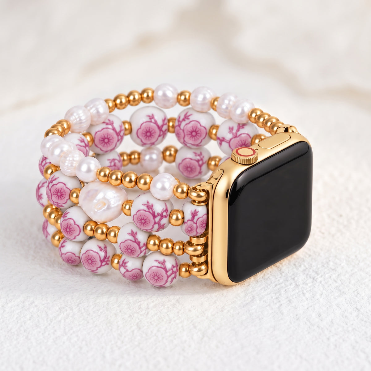 Porcelain-Garten-Kirschblüten-Armband für die Apple Watch