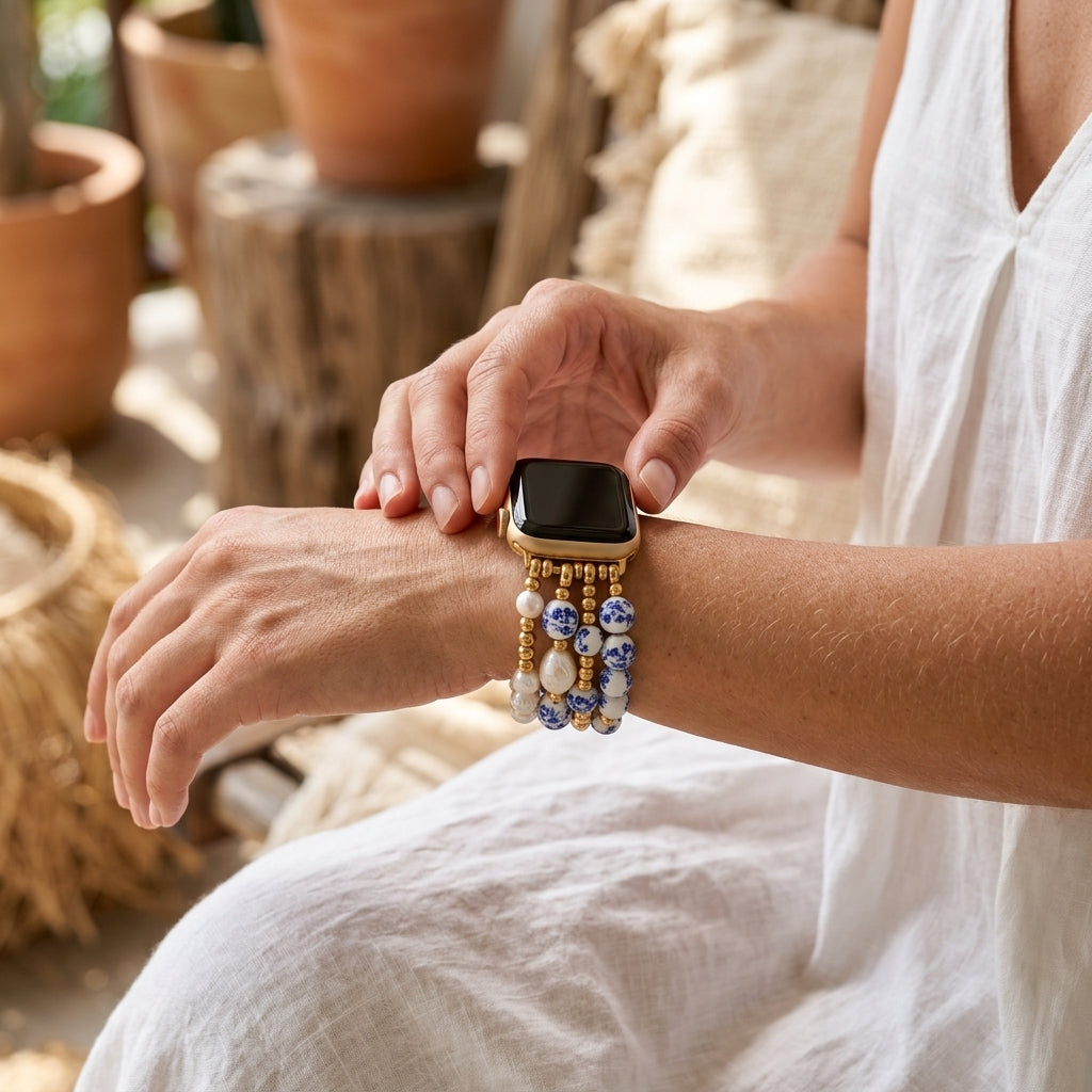 Porcelain Garden Sapphire Bloom Apple Watch Strap