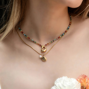 Golden Shell Pearl Necklace