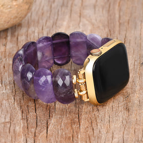 Correa elástica de protección de amatista curativa para Apple Watch