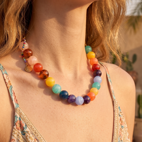 Chunky Rainbow Beaded Necklace