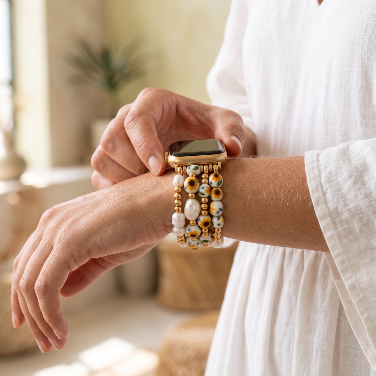 Porcelain Garden Sunlit Bloom Apple Watch Strap