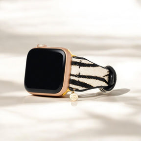 Zebra Luxe Leather Apple Watch Strap