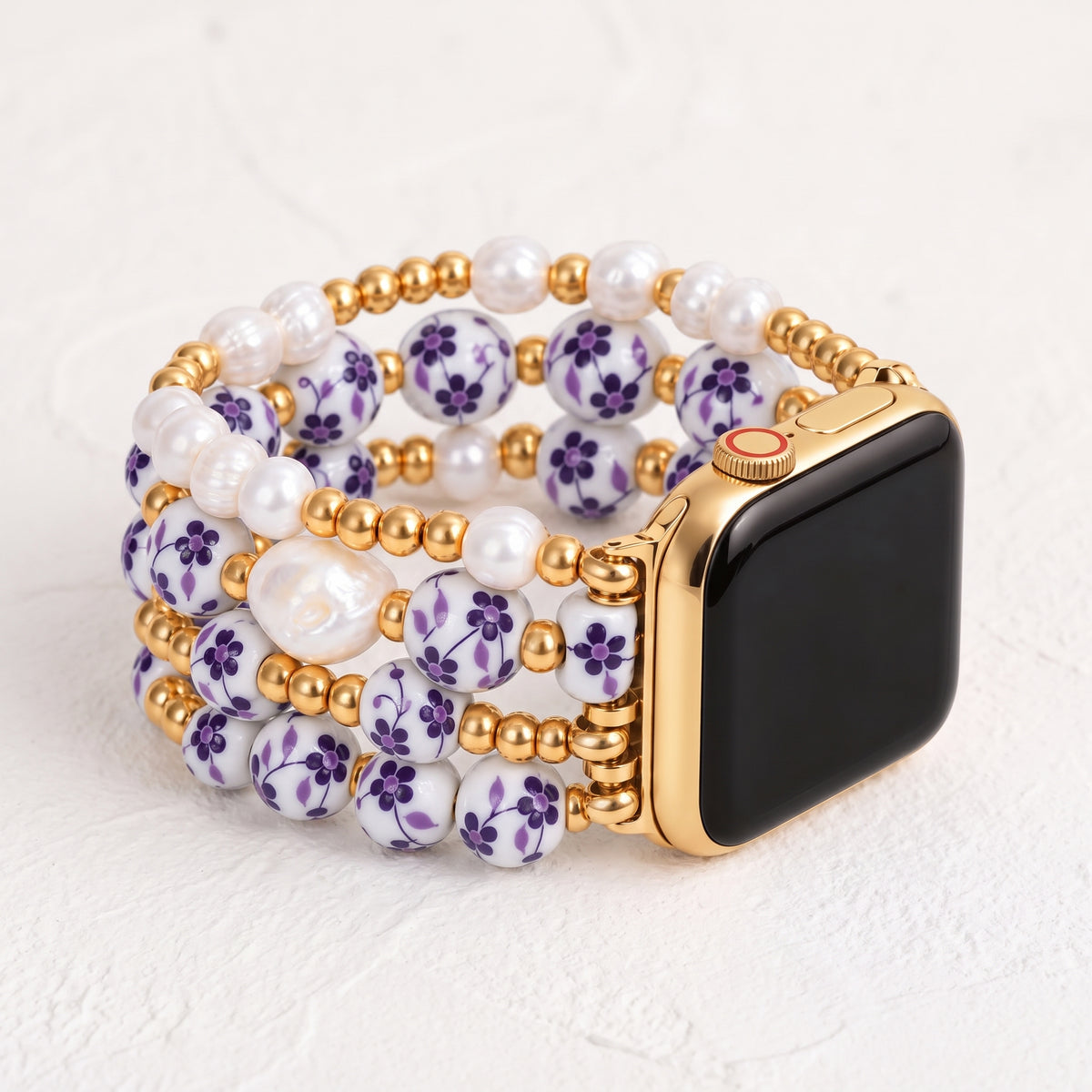 Porcelain Garden Violet Bloom Apple Watch Strap
