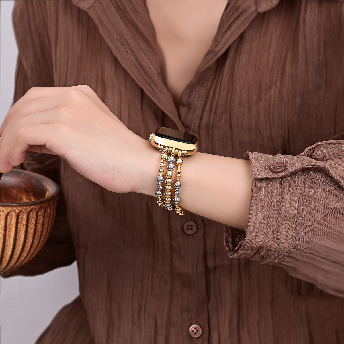 Sterling Gold Stretch Apple Watch Strap