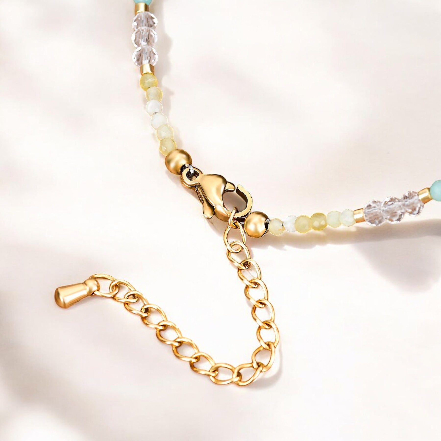 Teal Amazonite Clover Charm Anklet