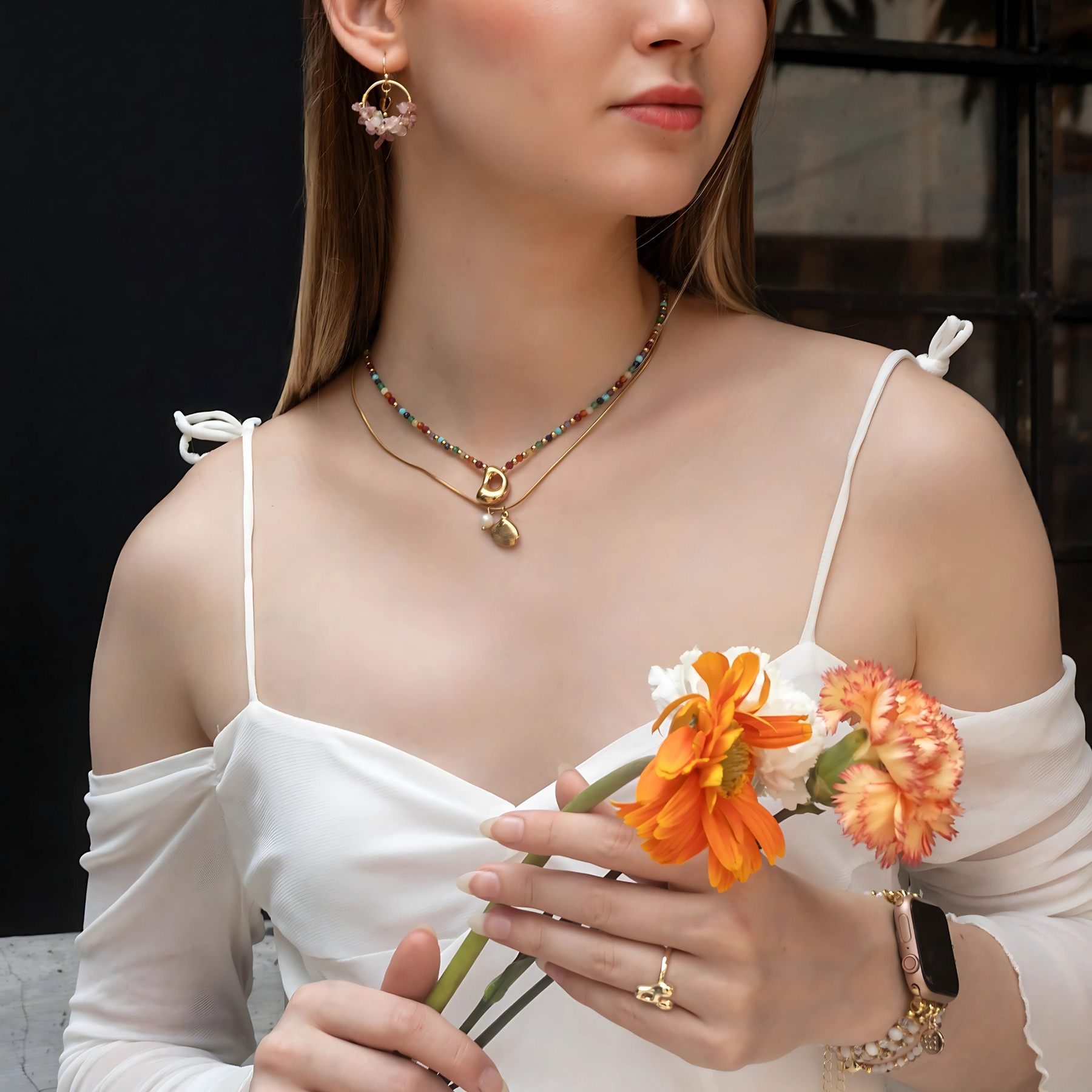 Golden Shell Pearl Necklace