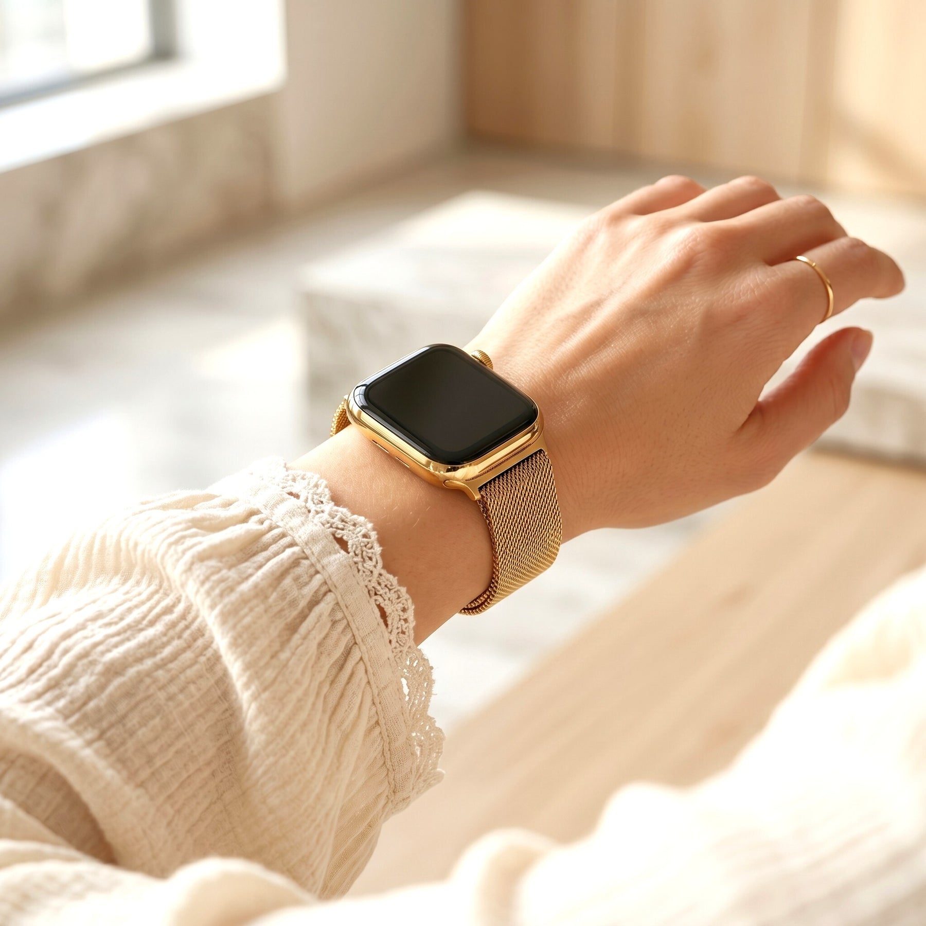 Golden Steel Luxury Stretch Apple Watch Strap