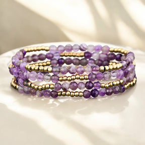 Golden Violet Amethyst Armband Set