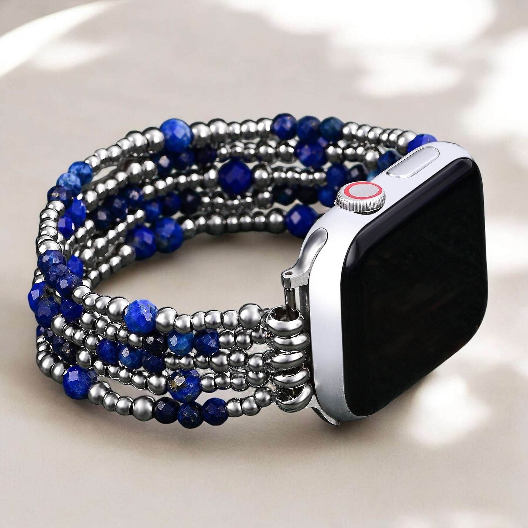 Azure Serenity Silver Stretch Apple Watch Strap