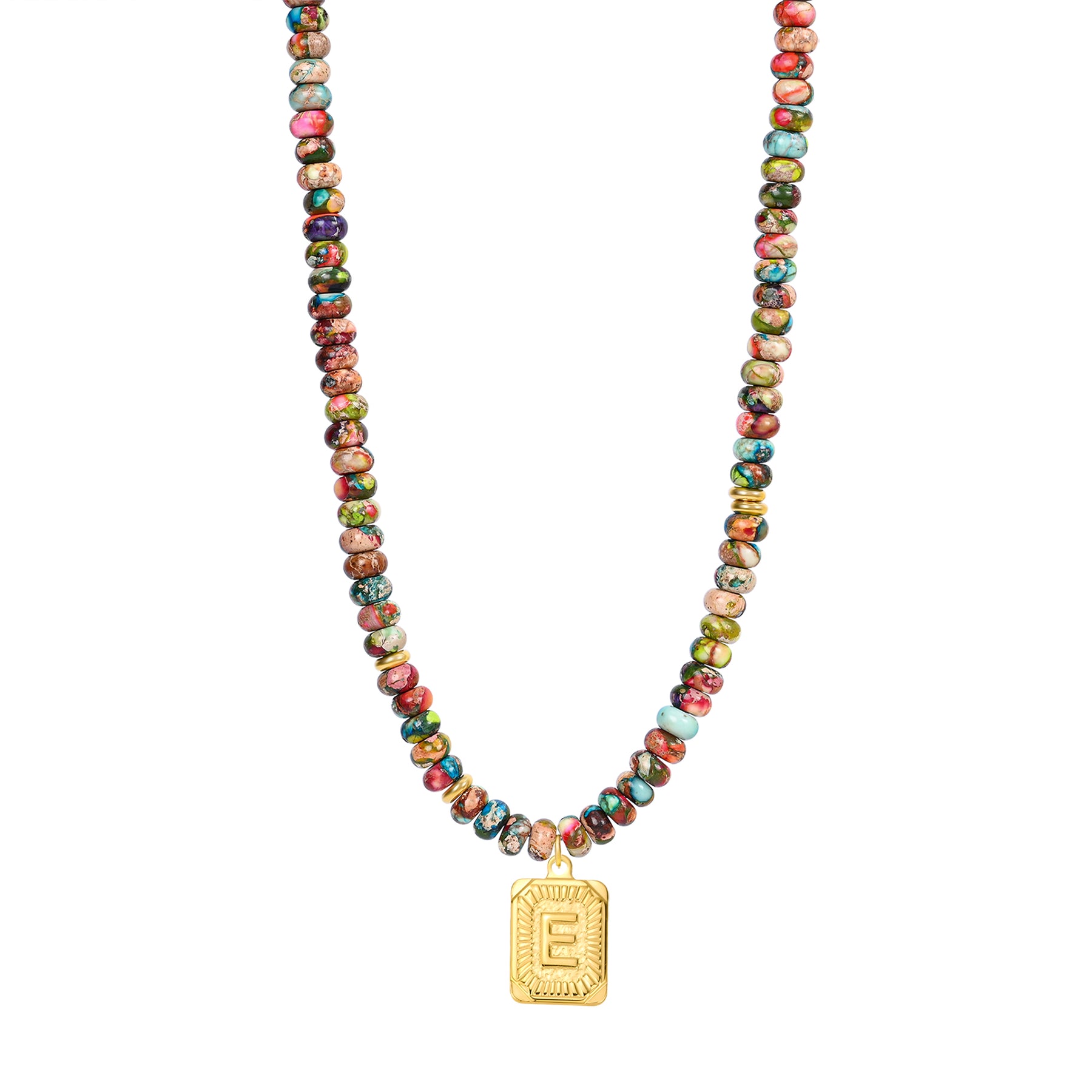 Colorful Imperial Jasper Letter Necklace