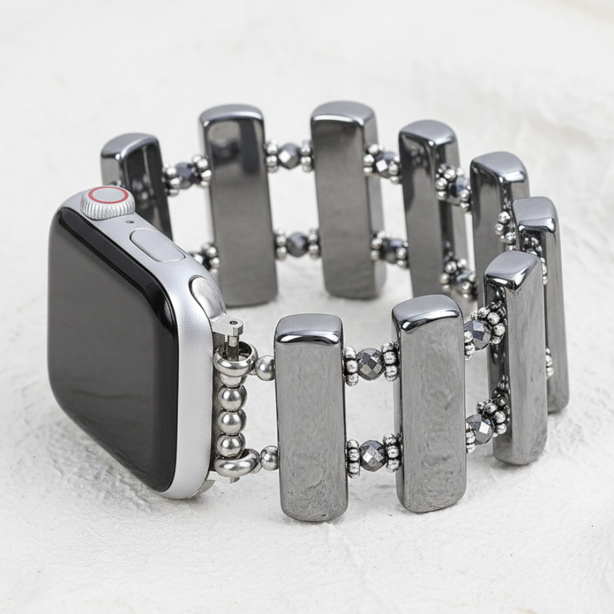 Platinum Eclipse Stretch Apple Watch Strap