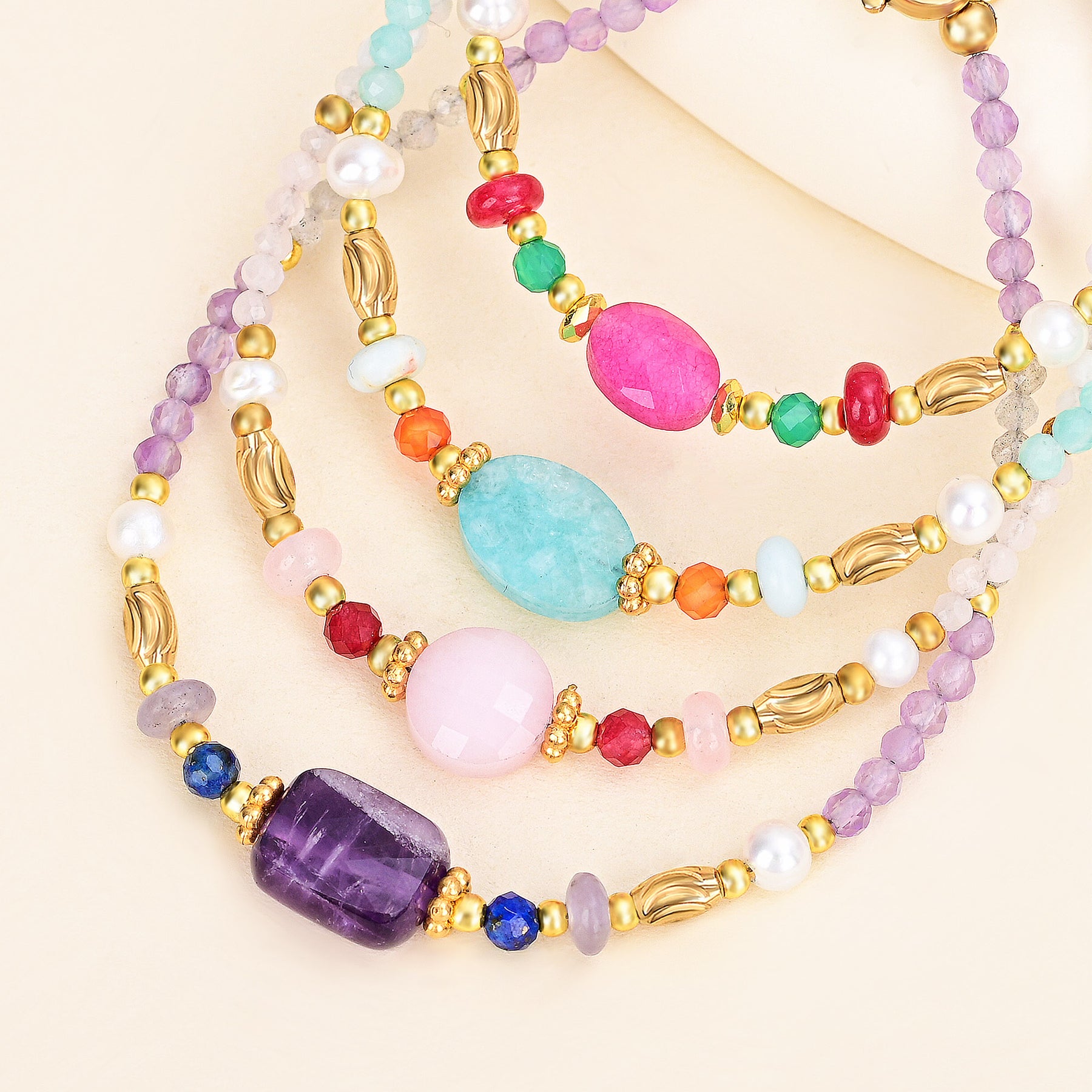 Goldenes Serenity Edelsteinarmband