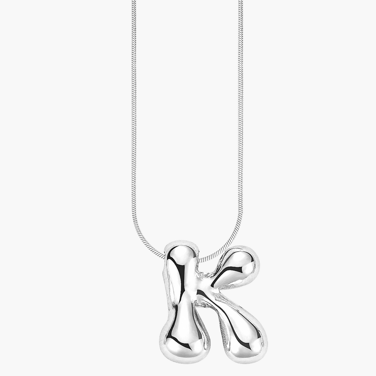 Silver Glow Bubble Letter Initial Necklace