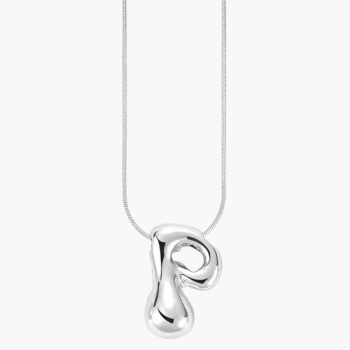Silver Glow Bubble Letter Initial Necklace
