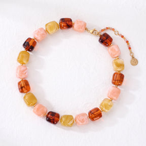Chunky Square Bead Necklace Light Blue