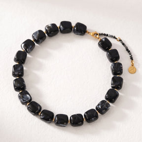 Chunky Square Bead Necklace Blue