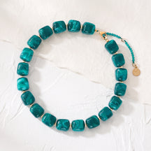 Chunky Square Bead Necklace Light Blue