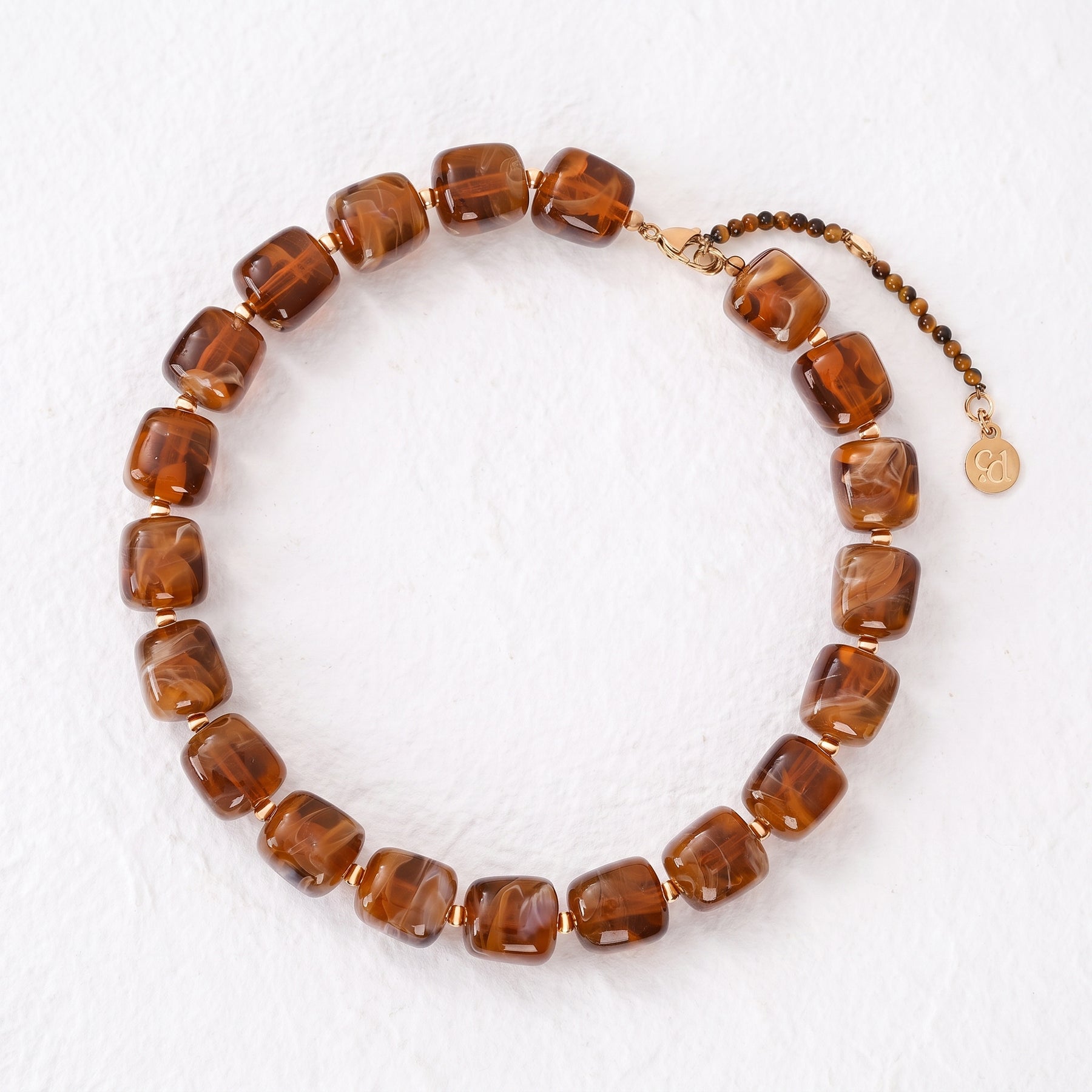 Chunky Square Bead Necklace Blue